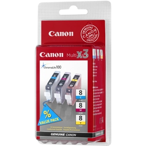 Canon CLI-8 C/M/Y Multi pack - pack de 3 - jaune, cyan, magenta - originale - réservoir d'encre pas cher