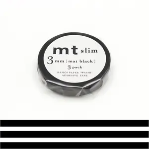 MT Masking tape slim set - Zwart plakband van 3 mm x 7 meter - Smal wa...