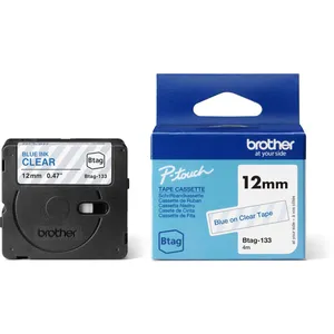 Brother, Ruban d'étiquetage, Btag (1.20 cm, Bleu, Transparent) pas cher