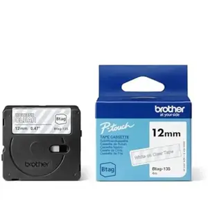 Brother Btag-135 Ruban pour étiqueteuse Blanc/transparent 12 mm x 4 m pas cher