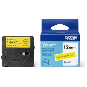 Brother BTAG-631 - Noir sur jaune - Rouleau (1,2 cm x 4 m) 1 cassette(s) boîte de suspension - bande d'étiquettes pas cher