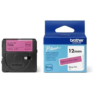 Brother, Ruban d'étiquetage, Btag (1.20 cm, Noir, Pink) pas cher