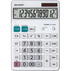 Calculatrice de bureau SHARP SH-EL340W - Ecran à 12 chiffres - Blanc - Energie solaire