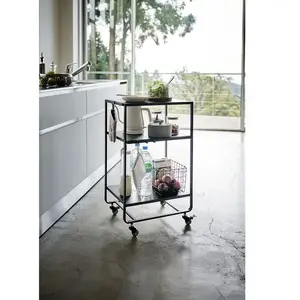 Chariot de cuisine YAMAZAKI - Tour de Cuisine de Stockage - Noir - 3 niveaux - 4 crochetsVendu parbol