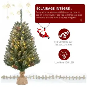 ALIGHTUP Sapin de Noël Artificiel Lumineux 90cm avec base en lin, LED Lumière Chaud, 8 Modes d’Éclairage pas cher