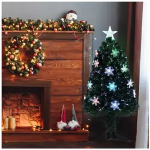 ALIGHTUP 90CM Sapin de Noël Artificiel avec Fibre Optique Couleur Lumière Variable, avec Etoile de Cime Décoration de Noël pas cher
