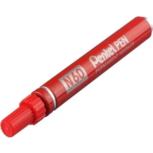 Pentel - Marqueur permanent N60, pointe biseautée, rouge pas cher