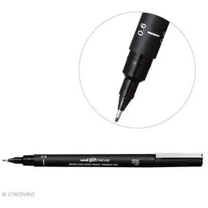 uni-ball Feutre technique 0,6mm PIN 06200 Pte calibrée Noir pas cher