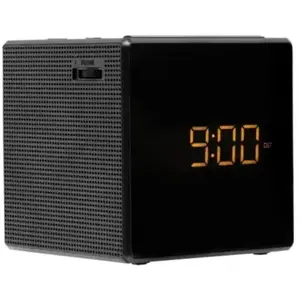 Réveil Chargeur Induction 10W - Double Alarme - Écran LED Effet Miroir - Recharge Sans Fil & USB-A - Finition Soft Touch Noir