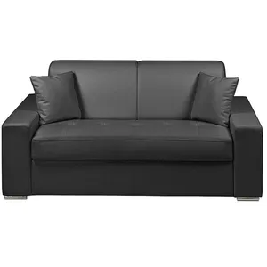 VENTE-UNIQUE Canapé 2 places convertible express en simili EMIR - Noir - Couchage 120 cm - Matelas 18 cm pas cher