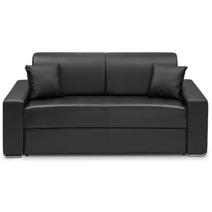 VENTE-UNIQUE Canapé 3 places convertible express en simili EMIR - Noir - Couchage 140 cm - Matelas 22 cm pas cher