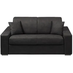 VENTE-UNIQUE Canapé 2 places convertible express en tissu EMIR - Anthracite - Couchage 120 cm - Matelas 14 cm pas cher