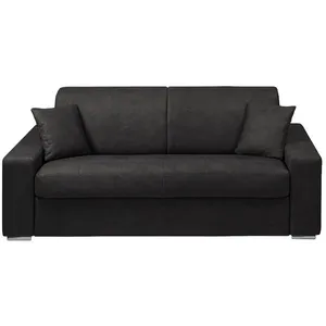 VENTE-UNIQUE Canapé 3 places convertible express en tissu EMIR - Anthracite - Couchage 140 cm - Matelas 22 cm pas cher