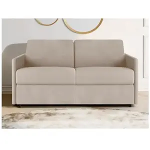 VENTE-UNIQUE Canapé 2 places convertible express en tissu CALIFE - Beige - Couchage 120 cm - Matelas 14 cm pas cher