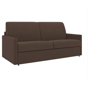 VENTE-UNIQUE Canapé 2 places convertible express en tissu CALIFE - Marron - Couchage 120 cm - Matelas 18 cm pas cher