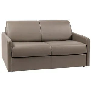 VENTE-UNIQUE Canapé 2 places convertible express en simili CALIFE - Taupe - Couchage 120 cm - Matelas 18 cm pas cher