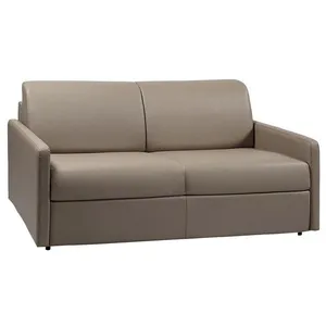 VENTE-UNIQUE Canapé 3 places convertible express en simili CALIFE - Taupe - Couchage 140 cm - Matelas 22 cm pas cher