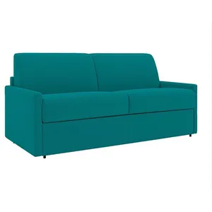 VENTE-UNIQUE Canapé 2 places convertible express en tissu CALIFE - Turquoise - Couchage 120 cm - Matelas 22 cm pas cher