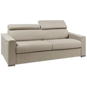 VENTE-UNIQUE Canapé 4 places convertible express en tissu VIZIR - Beige - Couchage 160 cm - Matelas 18 cm avec mémoire de forme DUNLOPILLO