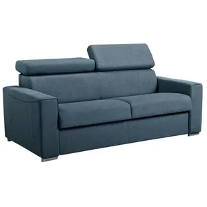 VENTE-UNIQUE Canapé 3 places convertible express en tissu bleu - couch... pas cher
