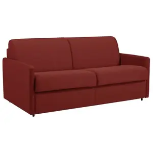 VENTE-UNIQUE Canapé 3 places convertible express en tissu CALIFE - Rouge - Couchage à lattes larges 140 cm - Matelas 14 cm pas cher