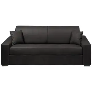 VENTE-UNIQUE Canapé 4 places convertible express en tissu EMIR - Anthracite - Couchage à lattes larges 160 cm - Matelas 14 cm pas cher