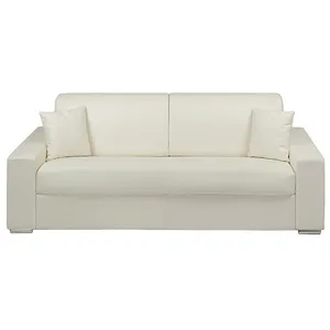 VENTE-UNIQUE Canapé 4 places convertible express en simili EMIR - Blanc - Couchage à lattes larges 160 cm - Matelas 14 cm pas cher