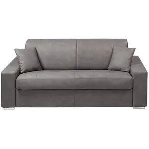 VENTE-UNIQUE Canapé 3 places convertible express en tissu EMIR - Gris - Couchage à  lattes larges 140 cm - Matelas 14 cm pas cher