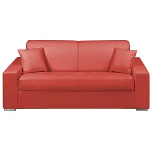 VENTE-UNIQUE Canapé 3 places convertible express en simili EMIR - Rouge - Couchage à  lattes larges 140 cm - Matelas 14 cm