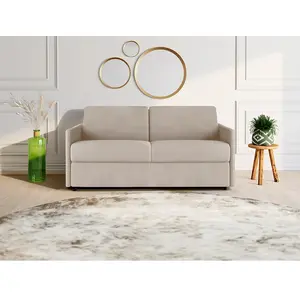 VENTE-UNIQUE Canapé 3 places convertible express en tissu beige - Couchage à lattes larges 140 cm - Matelas 18 cm CALIFE