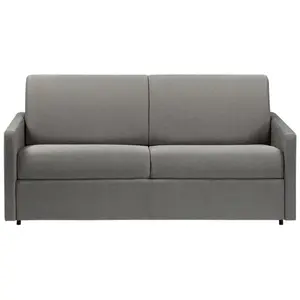 VENTE-UNIQUE Canapé 3 places convertible express en tissu gris clair - Couchage à lattes larges 140 cm - Matelas 14 cm CALIFE pas cher