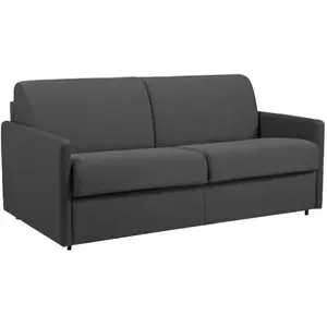 VENTE-UNIQUE Canapé 3 places convertible express en tissu CALIFE - Gris - Couchage à lattes larges 140 cm - Matelas 14 cm pas cher