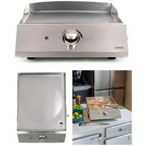 LIVOO Plancha électrique - INOX - Professionnelle - 2800W - Thermostat ajustable - Grande surface 43x35cm pas cher
