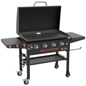 Blackstone Plancha avec couvercle amovible 4 brûleurs Griddle Noir Mat pas cher