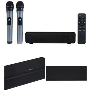 FONESTAR 2 microphones sans fil UHF + Barre de son portable 30W party karaoké avec effet d'écho et 2 microphones sans fil UHF pas cher