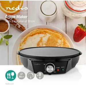 GASTRONOMA Crêpière 30 cm 1000W Revêtement antiadhésif Réglage de la température Voyant Fond antidérapant 33 cm Familiale Haute qualité pas cher