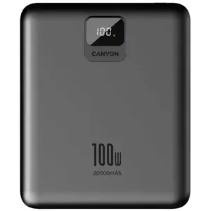 Canyon Banque d'alimentation PB-2008 LED 20000 mAh PD100W QC3.0 ciemnoszary (CNE-CPB2008DG) (20000 mAh), Chargeur de secours, Gris pas cher