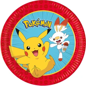 PROCOS 8 Assiettes en carton Pokémon Next Generation 23 cm - Rouge pas cher