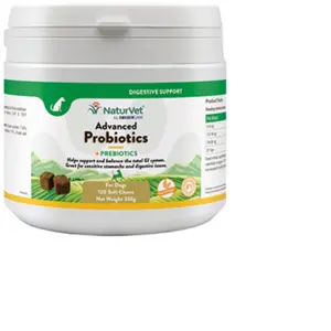 NaturVet Advanced Probiotics + pour chien - 120 bouchées à mâcher pas cher