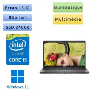Dell Latitude 5500 - Windows 11 - i5 8Go 240Go SSD - 15.6 - Webcam - O... pas cher