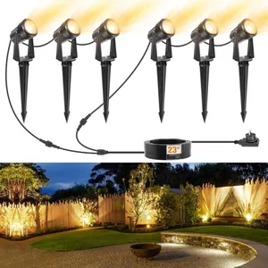 TIGREZY Spot Led Extérieur, Éclairage de Jardin Blanc Chaud 3000K, Spot Exterieur Étanche IP67, Lampe de Jardin Avec Adaptateur 23 m 27 v, Spot Exterieur Led pas cher