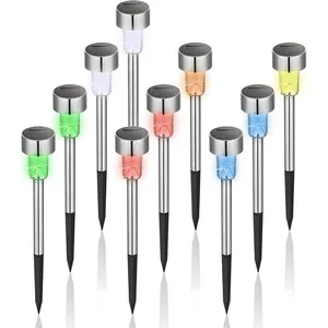 TIGREZY Lot de 10 lampes solaires d'extérieur étanches à LED en acier ... pas cher