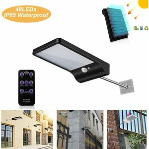 VOLAVO Lampe Solaire Exterieur 48 led Détecteur de Mouvement Lumière Dimmable avec Télécommande Sans Fil Étanche Lampe Solaire pour Porte Couloir Patio NoirVendu parmanomano