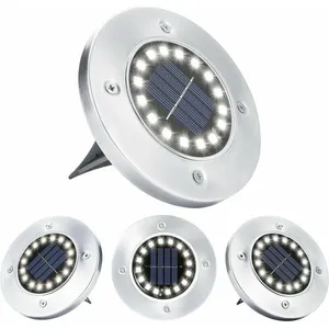 SOLEIL Tigrezy Lampe Solaire Jardin, 4 Pièces 16 led Lumière Solaire Extérieure Au Sol Imperméable Spot Encastrer Acier Inoxydable pour Chemin Terrace CourVendu parmanomano