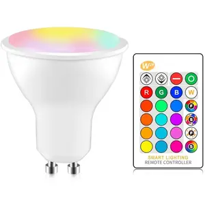 LABLANC Spot led GU10 rgb à changement de couleur, ampoules led rgbw à intensité variable avec télécommande infrarouge, spots led blanc chaud (2700K-6500K) Vendu parmanomano