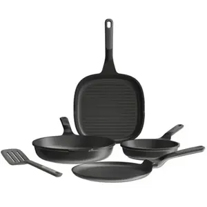 Comparateur de prix : BergHOFF LEO 4-delige braadpannenset antikleef Stone+ met spatel Balance - Grijs - PFAS-vrij