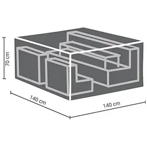 Perel Buitenhoes voor tuinset, grijs, rechthoekig, 140 cm x 140 cm x 70 cm pas cher