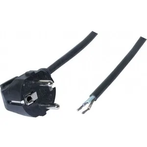 Cordon secteur bipolaire noir (90°) + terre - 3m (808012) - Velleman pas cher