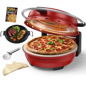 AIRMSEN Four à pizza 2 en 1 avec plateau grill - 1500W Fenêtre verre D... pas cher