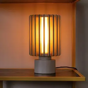 Lucide LAMBRES - Tafellamp - Ø 15 cm - 1xE27 - TaupeVendu parbol